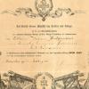 Urkunde in Anerkennung seiner pflichtgetreuen Teilnahme am Krieg 1870/71 für den 23-jährigen Johann Heigemeir. Darin ist auch vermerkt, dass die Erinnerungsmedaille von erbeuteter Kanonen-Bronze geprägt wurde.