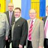 Neujahrsempfang in Langweid: (von links) Markus Deisenhofer, Jürgen Gilg, Andreas Vogelmeier, Günter Klein und Johann Häusler.  	Foto: Sonja Diller