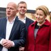 Franziska Giffey (SPD) und Kai Wegner (CDU) kommen zu Sondierungsgesprächen.