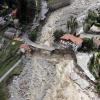 Diese Luftaufnahme zeigt die Schäden, die von schweren Regenfällen und Überschwemmungen in Saint-Martin-Vesubie verursacht wurden.