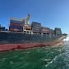 Das unter der Fahne Hongkongs fahrende Containerschiff «Joseph Schulte» verlässt den Hafen von Odessa.