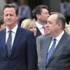 David Cameron (links) verliert mehr und mehr Rückhalt in Großbritannien. Schottlands Regierungschef Alex Salmond (rechts) hält Camerons EU-Kurs für einen "groben Fehler". 