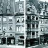 Das Haus Karolinenstraße 15 (jeweils Bildmittte) vor und unmittelbar nach der Neugestaltung der Fassade beim Umbau 1893/94.  	