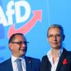 Die AfD-Bundesvorsitzenden in Magdeburg: Tino Chrupalla und Alice Weidel.