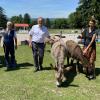 Gerhard Gregori und Anahid Klotz von der Pähler Eselfarm hatten hohen Besuch von den Landtagsabgeordneten Berthold Rüth (CSU) und Anne Franke (Grüne).	