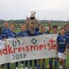 Die einzige Siegerehrung in „Blau“: Nur der BC Aichach schaffte es bei den D-Junioren, die Dominanz des FC Stätzling bei den Kreismeisterschaften zu durchbrechen.