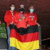 Das deutsche Geher-Team um (von links) Joachim Maier, Steffen Meyer (beide SV Breitenbrunn) und Patrick Seck (PSV Berlin) holte über zehn und 30 Kilometer zwei Mal Gold bei der Masters-EM auf Madeira. 	