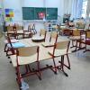 Ein leeres Klassenzimmer der Linne-Schule in Frankfurt am Main.