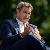 Markus Söder (CSU), Parteivorsitzender und Ministerpräsident von Bayern, spricht bei einem Interview.