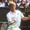 Der damalige deutsche Tennisprofi Boris Becker in Aktion in Wimbledon.
