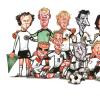 Falls Sie sie nicht erkannt haben sollten: Beckenbauer, Neuer, Brehme, Fritz Walter, Gerd Müller, Rahn (obere Reihe von links) sowie Lahm, Klose, Seeler, Schweinsteiger und Matthäus.