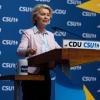 Ursula von der Leyen, Präsidentin der Europäischen Kommission und EU- und EVP-Spitzenkandidatin nimmt an der Schlusskundgebung von CDU und CSU zur Europawahl im Löwenbräukeller teil.