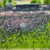 Party im Donaustadion: Der SSV Ulm 1846 Fußball feiert als Meister der 3. Liga den Aufstieg in die 2. Bundesliga.