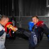 Kickboxer Wassili Gebel (rechts, mit Trainer Jürgen Schneider) kämpft am Samstag in Florida um den Weltmeistertitel.