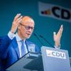 Friedrich Merz, CDU-Bundesvorsitzender, spricht bei einer Wahlkampfveranstaltung der CDU.