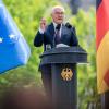 Bundespräsident Frank-Walter Steinmeier während seiner Rede beim Staatsakt zu "75 Jahre Grundgesetz".
