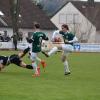 Abgestürzt. Raphael Mahler und Daniel Deppner (von links) mussten sich mit dem TSV Meitingen beim FC Horgau (von rechts Kevin Nagler und Michael Vogele) mit 0:1 geschlagen geben. Foto: Oliver Reiser