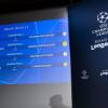 Der Spielplan der Champions League mit den deutschen Vereinen FC Bayern München und Borussia Dortmund wird während der Viertelfinalauslosung der UEFA Champions League 2023/24 im UEFA-Hauptquartier angezeigt.