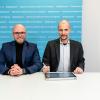 Wollen KI in der bayerischen Verwaltung etablieren: Bayerns Digitalminister Fabian Mehring (links) und Jonas Andrulis vom KI-Spezialisten Aleph Alpha. 