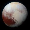 Planet mit Herz: Ein von der Nasa herausgegebenes Farbfoto zeigt den Planeten Pluto, fotografiert von der Raumsonde New Horizons. 