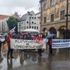 Nicht angemeldet war diese Demo von Klimaaktiven in Ulm vor dem Rathaus.