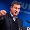 Markus Söder (CSU), Ministerpräsident von Bayern, nimmt an einer Pressekonferenz teil.