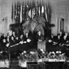 Die Zeremonie zur Vertragsunterzeichnung der zwölf Nato-Gründungsmitglieder in Washington am 4. April 1949.