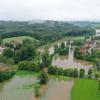 Das Hochwasser im Juni 2024 aus der Luft: Drohnenaufnahmen von Schmutter und Neufnach in den Stauden (Fischach, Wollmetshofen, Rückhaltebecken Langenneufnach, Tronetshofen, Willmatshofen).