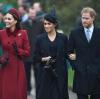 Kate, Meghan und Prinz Harry im Jahr 2018 am Weihnachtsmorgen am Gottesdienst in der St. Mary Magdalene Church in Sandringham