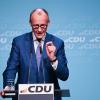 Friedrich Merz, der Bundesvorsitzende der CDU, spricht bei einer CDU-Grundsatzprogrammkonferenz.