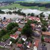 Das Luftbild zeigt die Hochwasserkatastrophe in Nordendorf. 