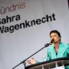 Sahra Wagenknecht (BSW), Parteivorsitzende, spricht am Wahlkampfschluss des BSW am Neptunbrunnen in Berlin-Mitte.