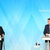 Robert Habeck (Bündnis 90/Die Grünen - l) und Markus Söder (CSU), Ministerpräsident von Bayern, geben eine Pressekonferenz.