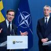 Schwedens Ministerpräsident Ulf Kristersson und NATO-Generalsekretär Jens Stoltenberg im März 2023 während einer Pressekonferenz in Stockholm.