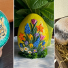 Das Online-Voting gewonnen hat Brigitte Mayers Keramik-Ei (mittig), gefolgt von Peter Mendles Tiger- Ei (links) und den marmorierten Eiern von Leni und Osterhase Leo.