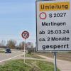 Die Staatsstraße bei Mertingen ist vom 25. März an für etwa zwei Monate gesperrt. Darauf weisen bereits Schilder hin.