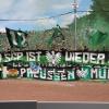 Münsters Fans zeigen ein Transparent mit der Aufschrift „Der SCP ist wieder da“.