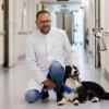 Hunde erfreuen viele Menschen und werden deshalb auch in der Therapie eingesetzt, wie hier Therapiehund Lewis-Oskar in der Geriatrie am Berliner Sana-Klinikum Lichtenberg, hier zusammen mit Chefarzt Eric Hilf. 
