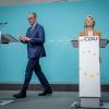 Friedrich Merz (CDU), CDU-Bundesvorsitzender und Unionsfraktionsvorsitzender, und Ursula von der Leyen, Präsidentin der Europäischen Kommission, geben eine Pressekonferenz.