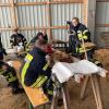 Feuerwehrleute füllen unablässig Sandsäcke – ein Knochenjob. Ungezählte Helferinnen und Helfer sind in diesen Tagen im Einsatz.