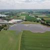 Blick aus der Luft auf Hamlar und das überflutete Grenzebach-Werk.