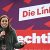 Janine Wissler, Parteivorsitzende der Partei Die Linke, spricht zum Auftakt der Wahlkampfphase der Partei Die Linke zur Europawahl.