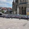 Die Ulmer Polizei gedenkt ermordetem Polizisten auf dem Münsterplatz. 