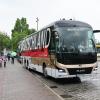 Ankunft in Erlangen vor Bezug des EM-Quartiers bei Adidas in Herzogenaurach, der Bus der deutschen Nationalmannschaft verlässt den Busbahnhof.