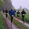 Das kalte Wetter hielt zahlreiche Sportlerinnen und Sportler nicht davon ab, beim Halbmarathon des SC Altenmünster durch drei Landkreise dabei zu sein. Hier laufen die Teilnehmer gerade entlang an einem Waldrand bei Baiershofen. 