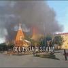 Dieses Foto aus einem von Golos Dagestana veröffentlichten Video zeigt, wie nach einem Angriff in Machatschkala Rauch aufsteigt.  