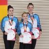 Das Sportakrobatik-Trio Lilly Maresch, Julina Funk und Anna Inic gewann Bronze bei der deutschen Meisterschaft in Mainz. 