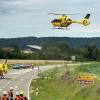 Zwei Rettungshubschrauber waren bei dem Verkehrsunfall in Lutzingen im Einsatz. 
