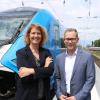 Sabine Stock, Personalverkehrschefin der ÖBB, und Fabian Amini, Chef von Arverio Deutschland 