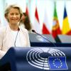 Ursula von der Leyen (CDU), amtierende Präsidentin der Europäischen Kommission, spricht während der Plenarsitzung des Europäischen Parlaments. Das EU-Parlament stimmt über eine zweite Amtszeit von EU-Kommissionspräsidentin von der Leyen ab.